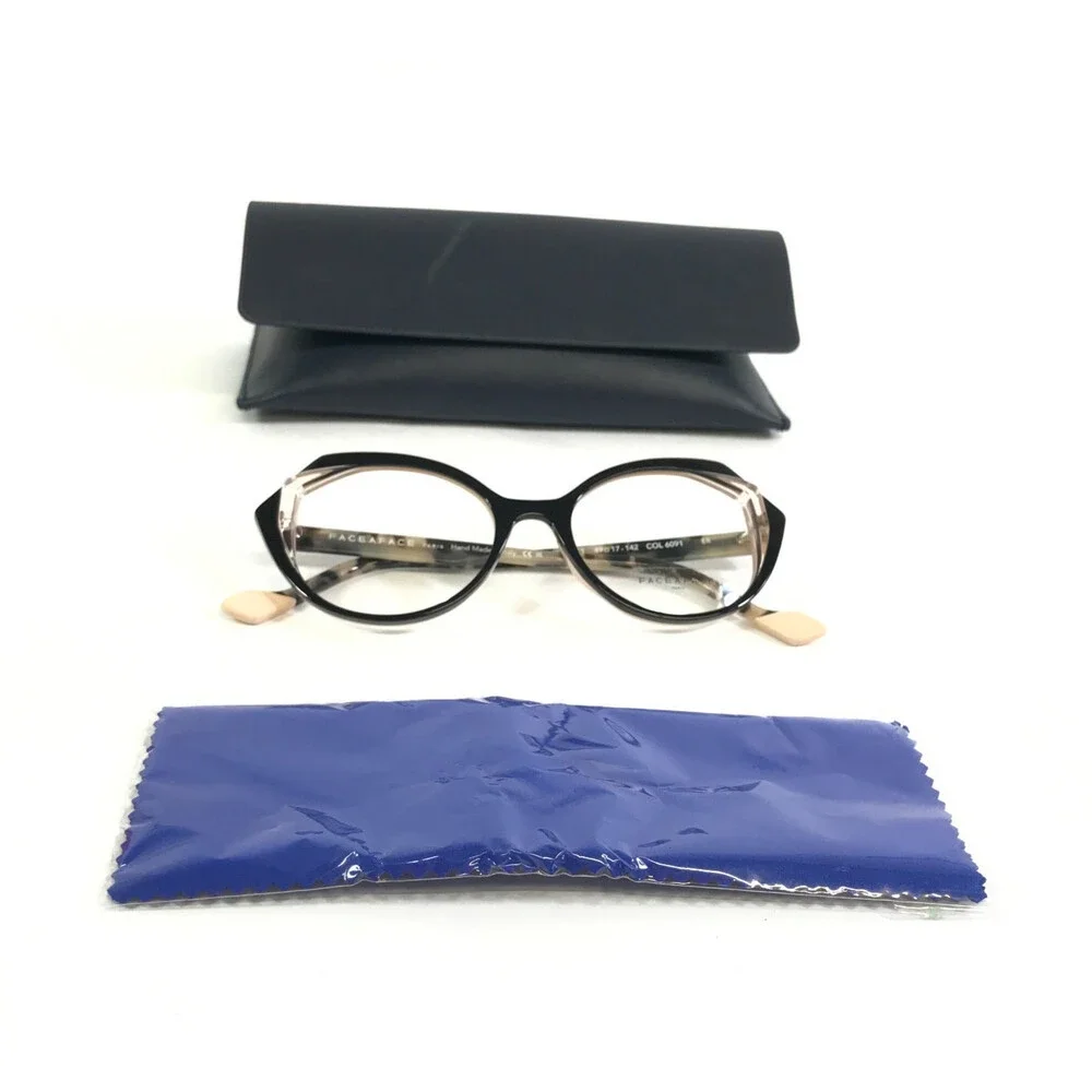Face A Face Eyeglasses Frames KALEDO 1 COL 6091 ER Black on Soft Pink 49-17-142